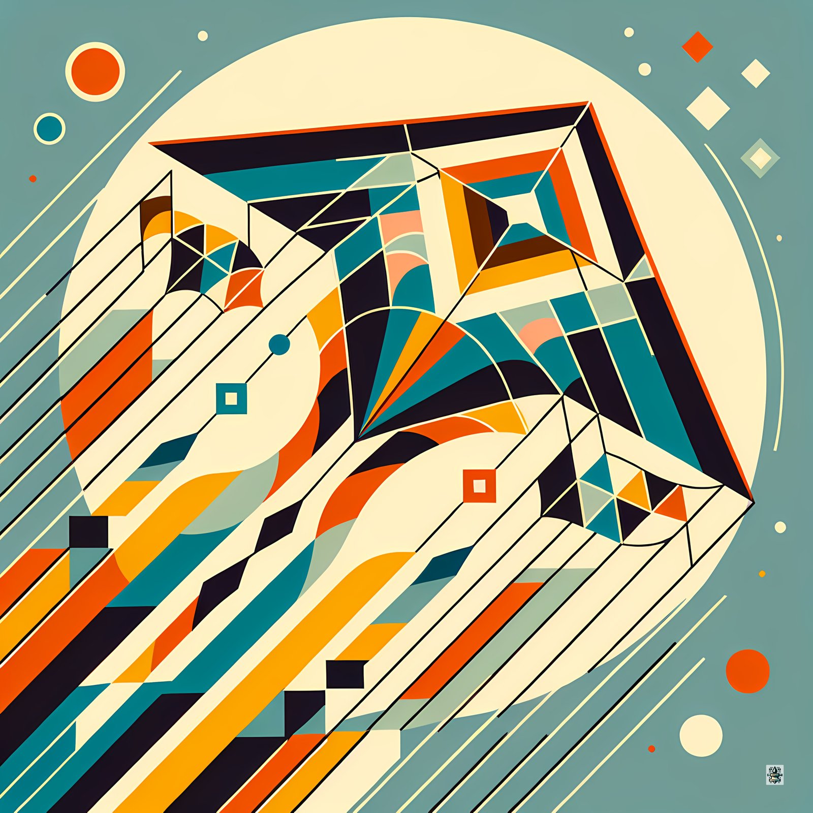 Retro Geometric Kite with Bold Colours