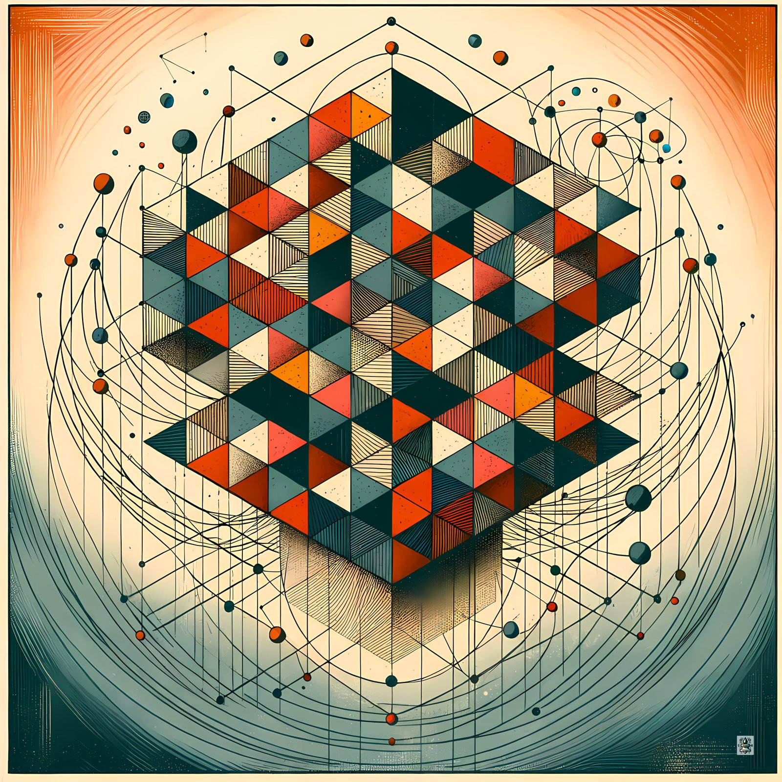 Geometric Abstract Art in Earthy Tones