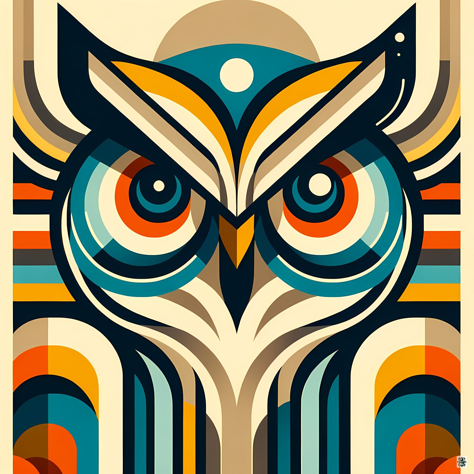 Retro Geometric Owl Portrait