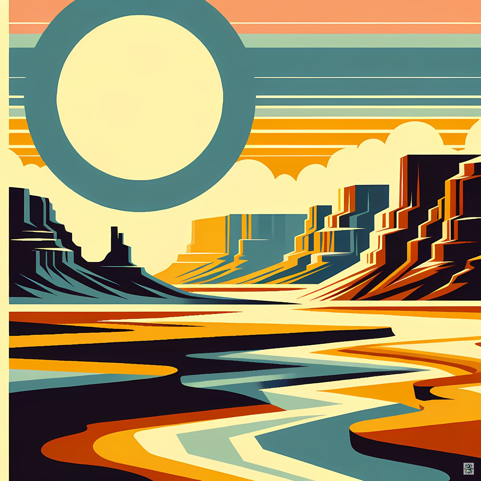 Geometric Desert Canyon Sunrise