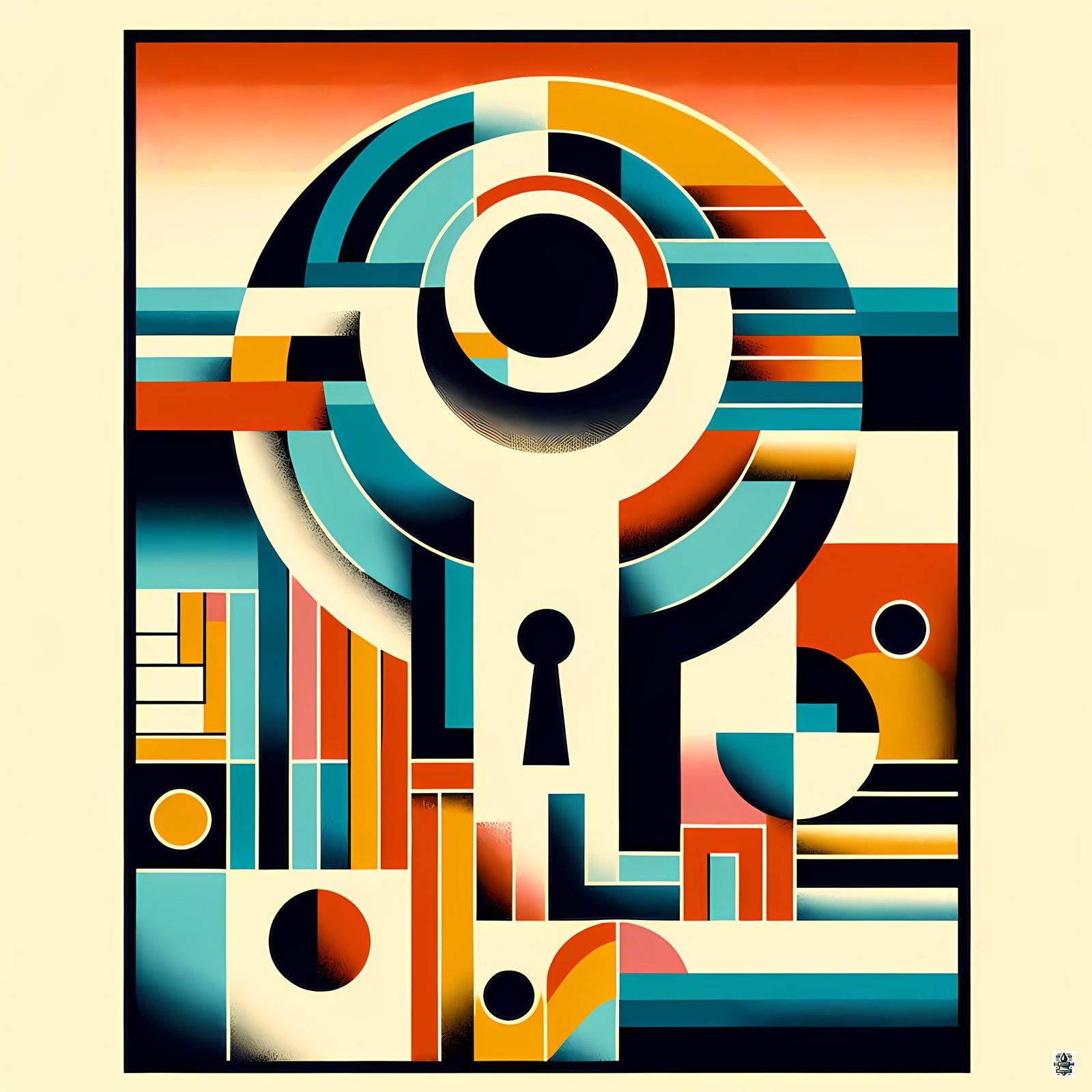 Geometric Keyhole Letterform Abstract