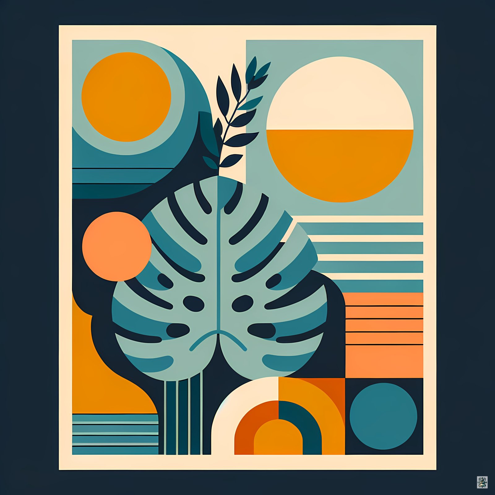 Geometric Monstera Leaf Abstract Botanical Shapes