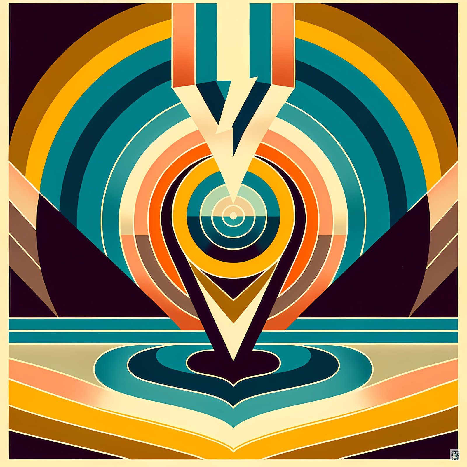 Geometric Letter V Concentric Circles