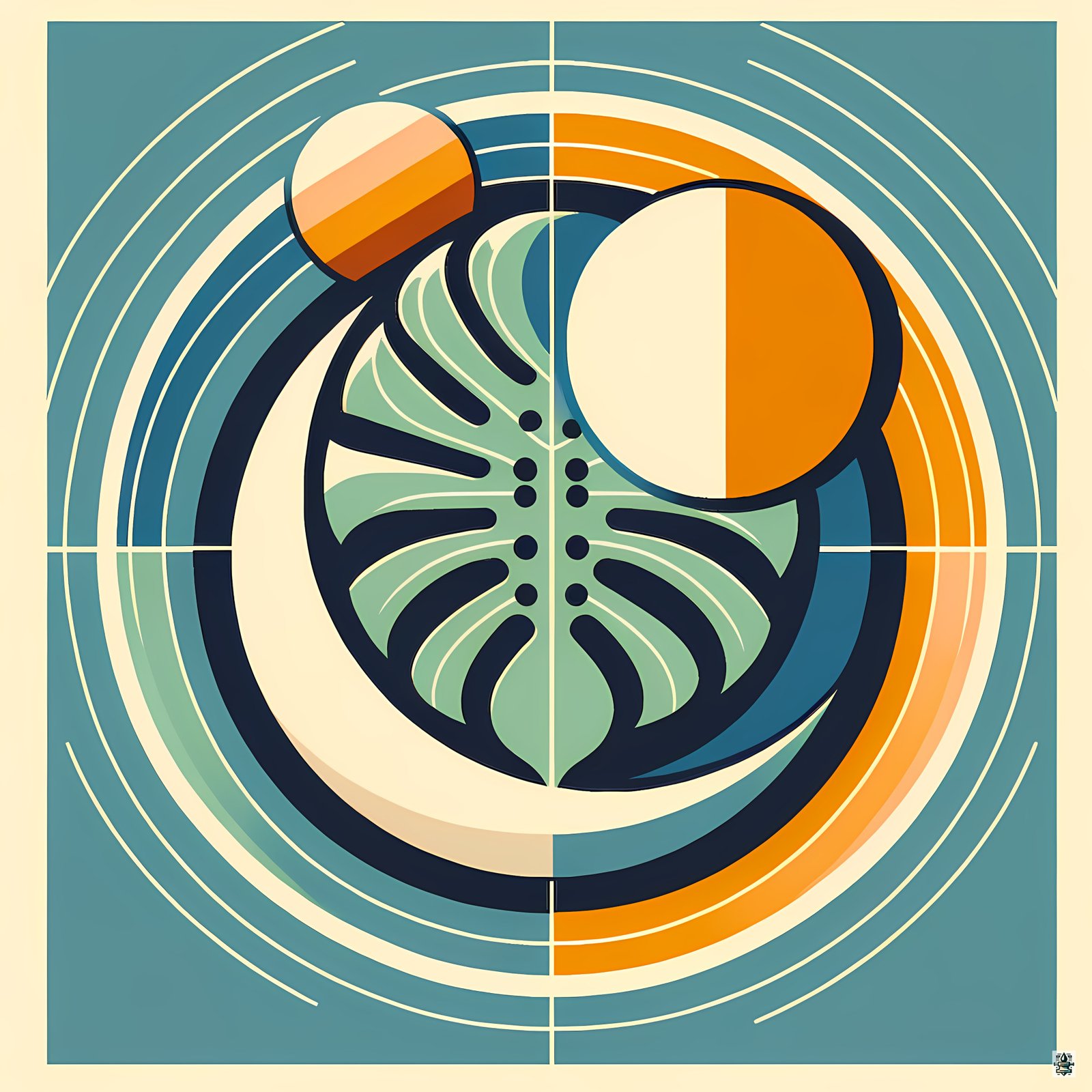 Geometric Monstera Leaf Circles
