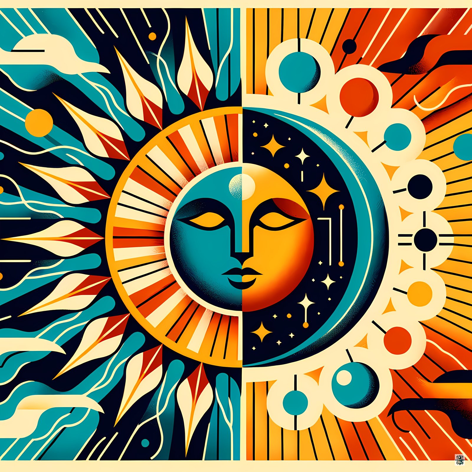 Celestial Sun Moon Face Geometry