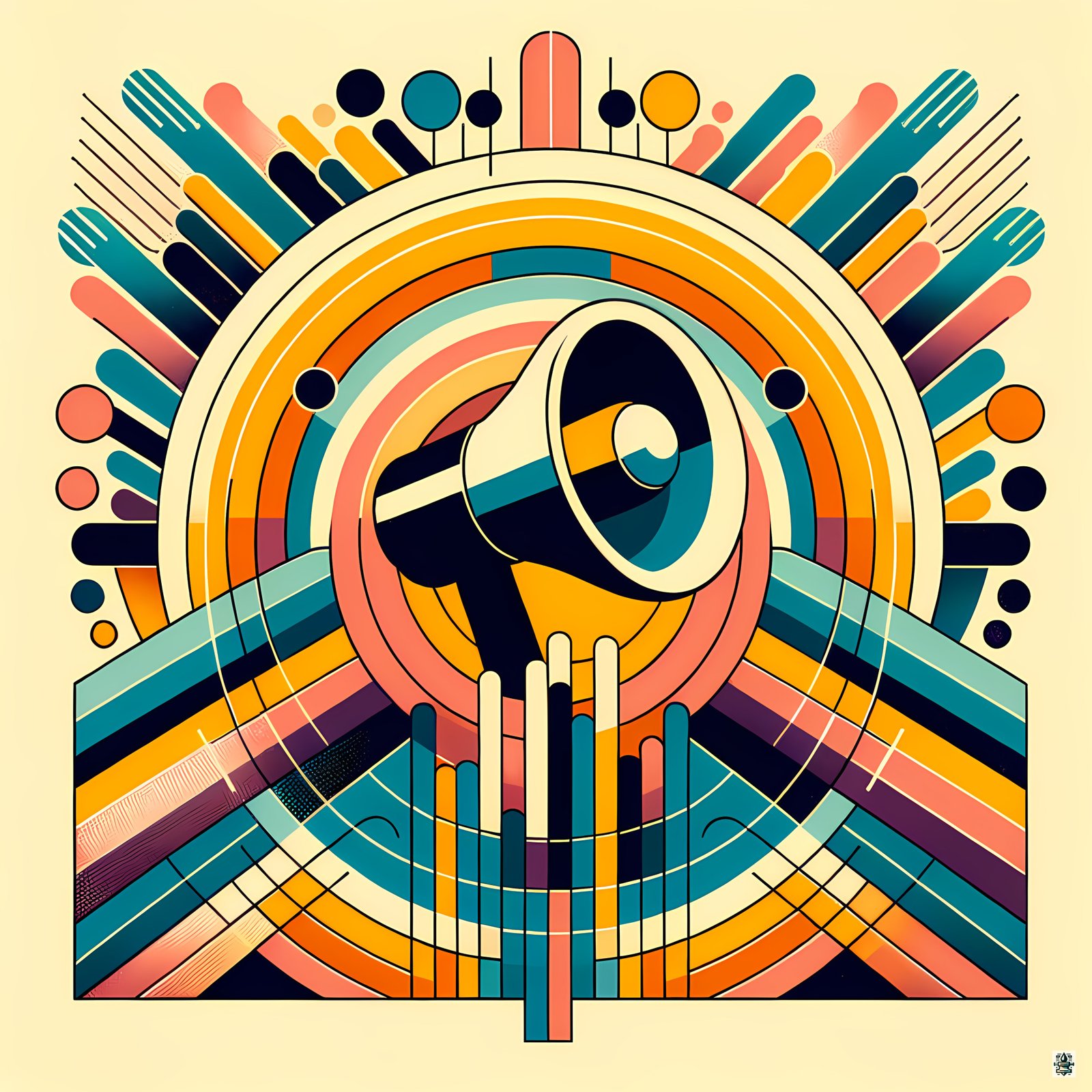 Retro Geometric Megaphone Burst