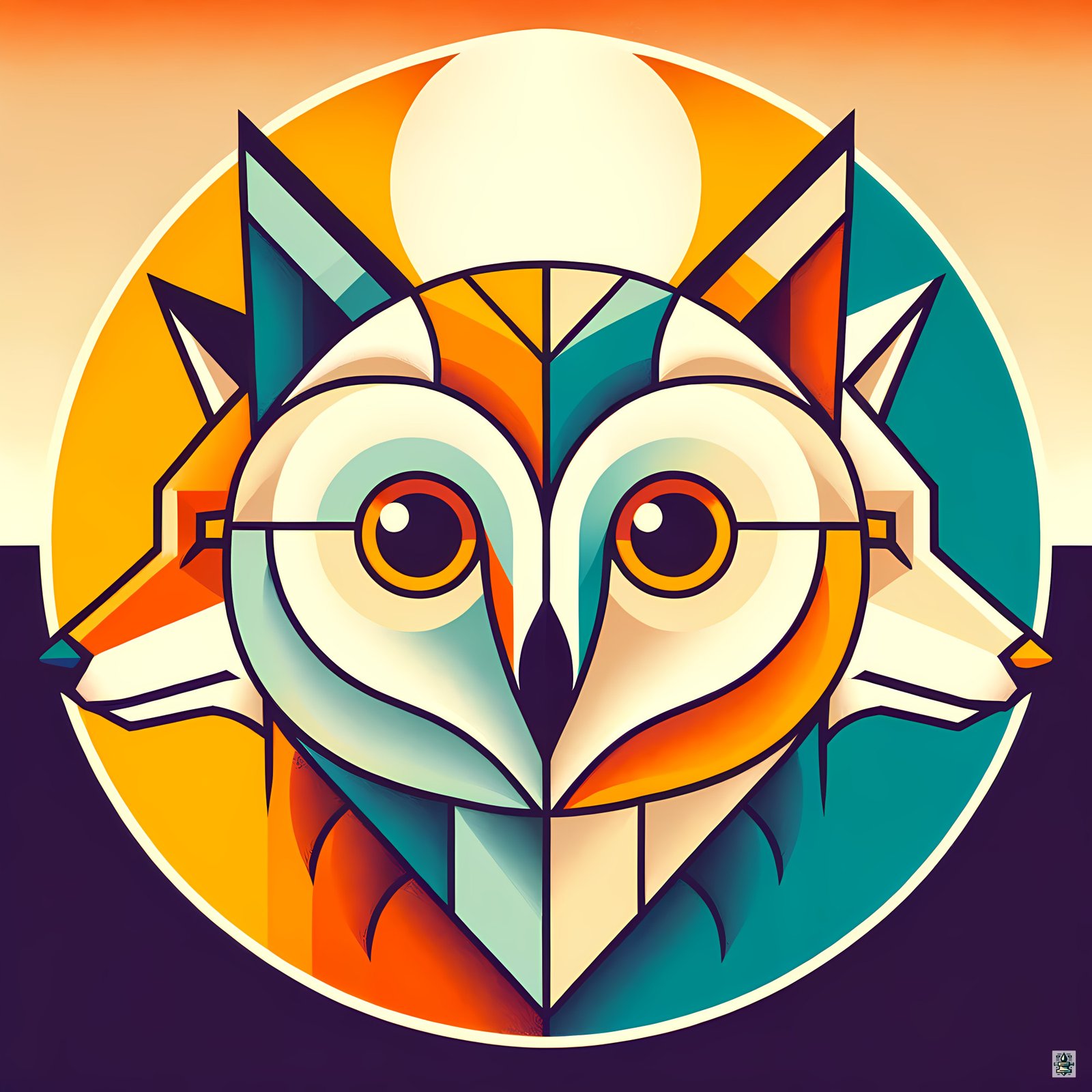 Geometric Owl Fox Portrait