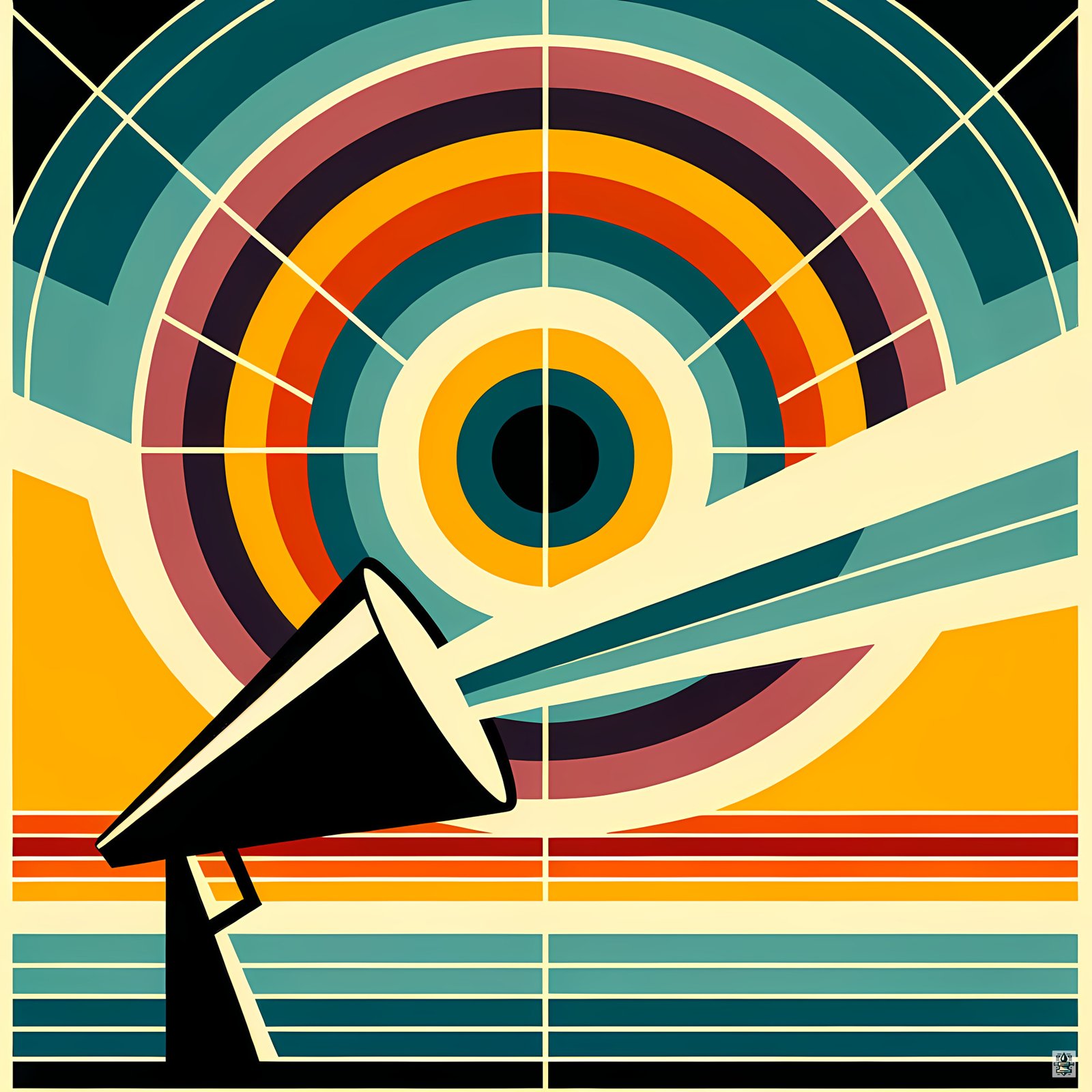 Geometric Megaphone Sunburst