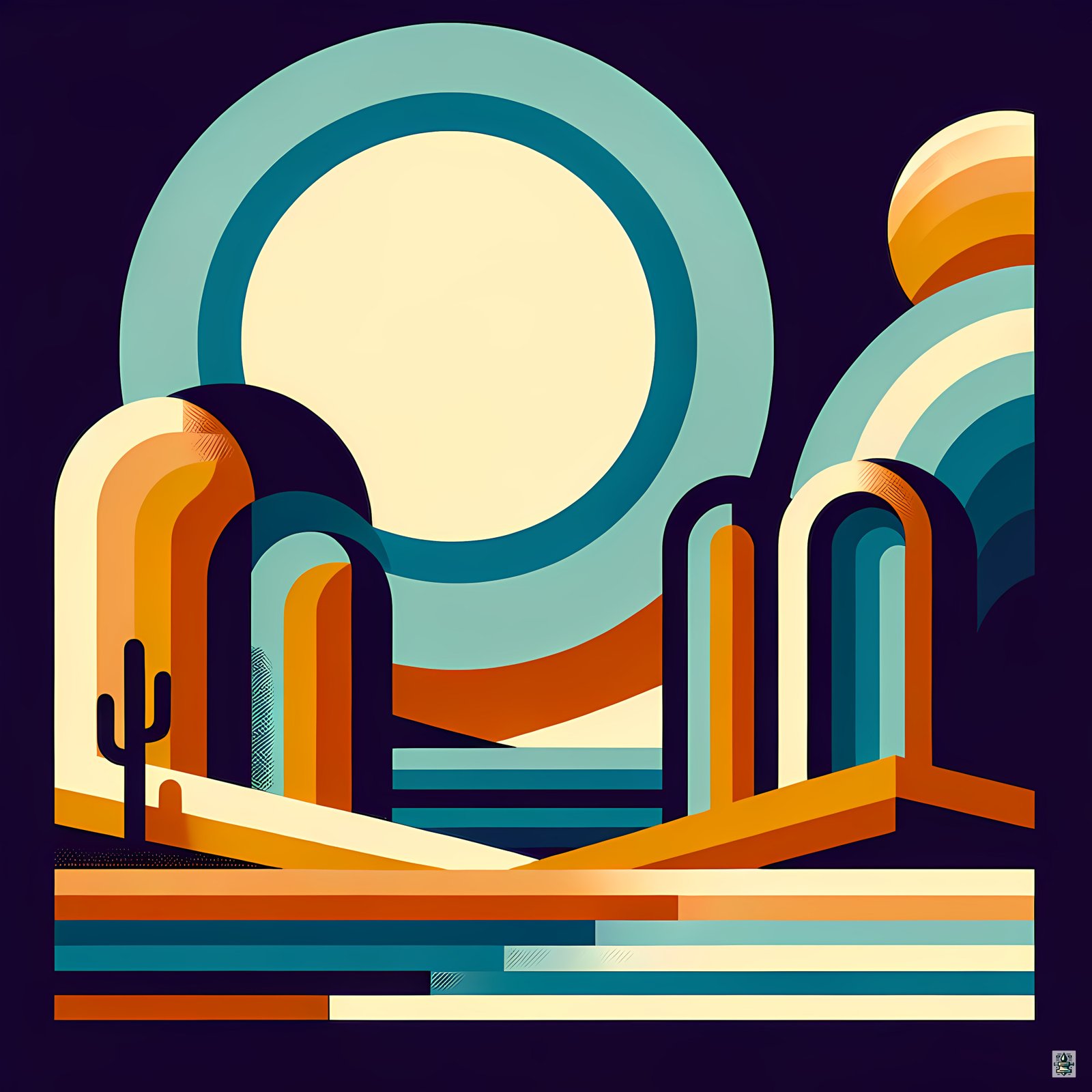 Geometric Desert Arches at Moonrise