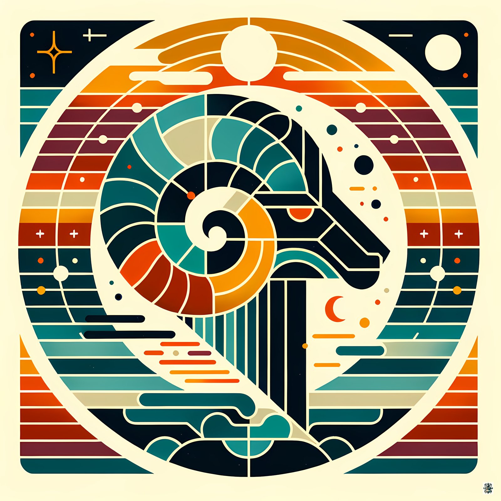 Geometric Aries Ram Symbol