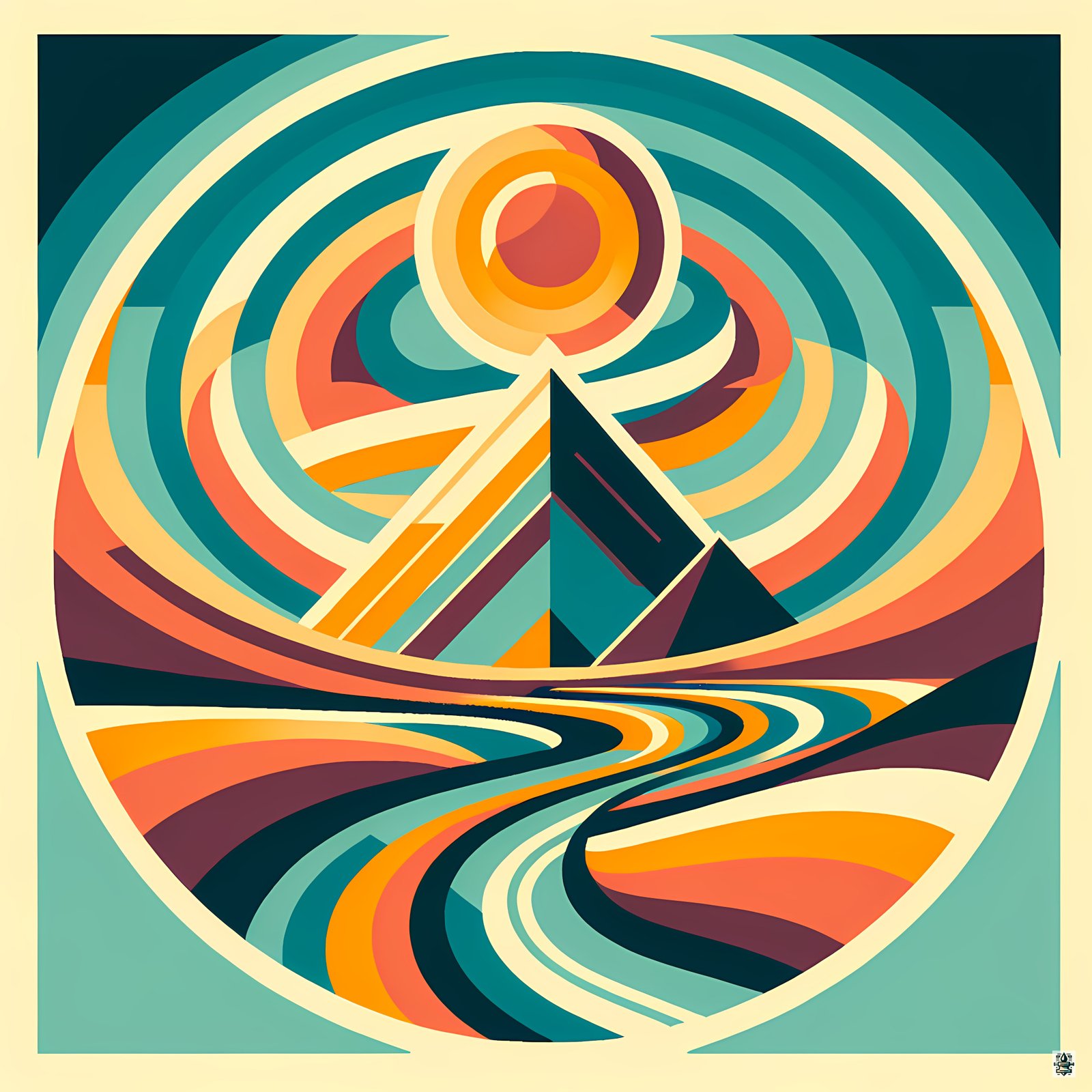 Geometric Mountain Sunscape