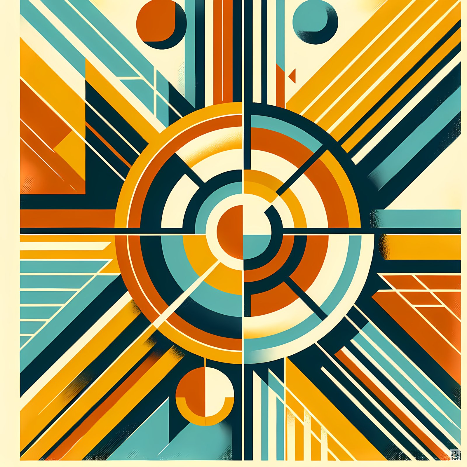 Retro Geometric Sunburst Circles