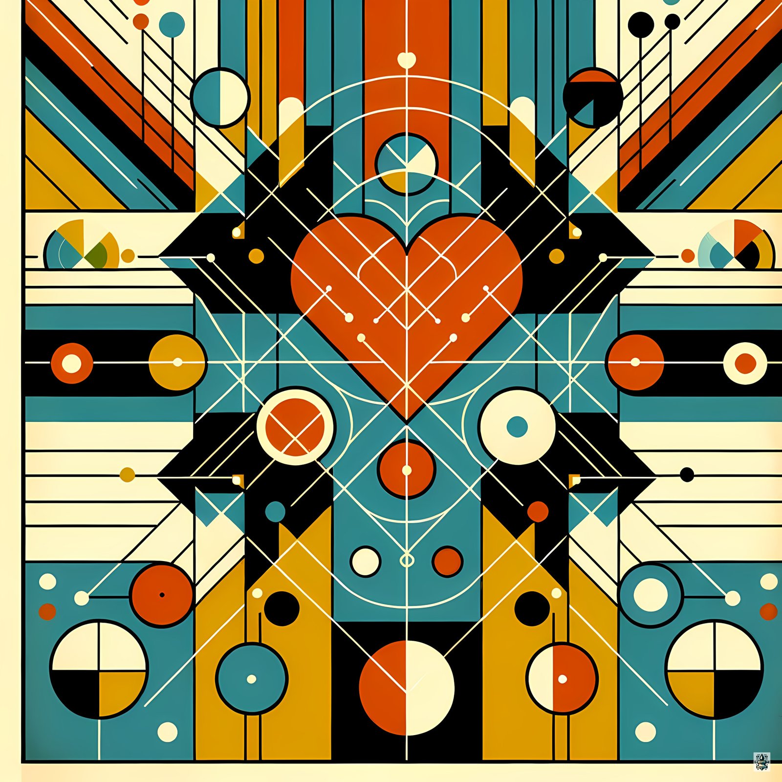 Geometric Heart Abstract Composition