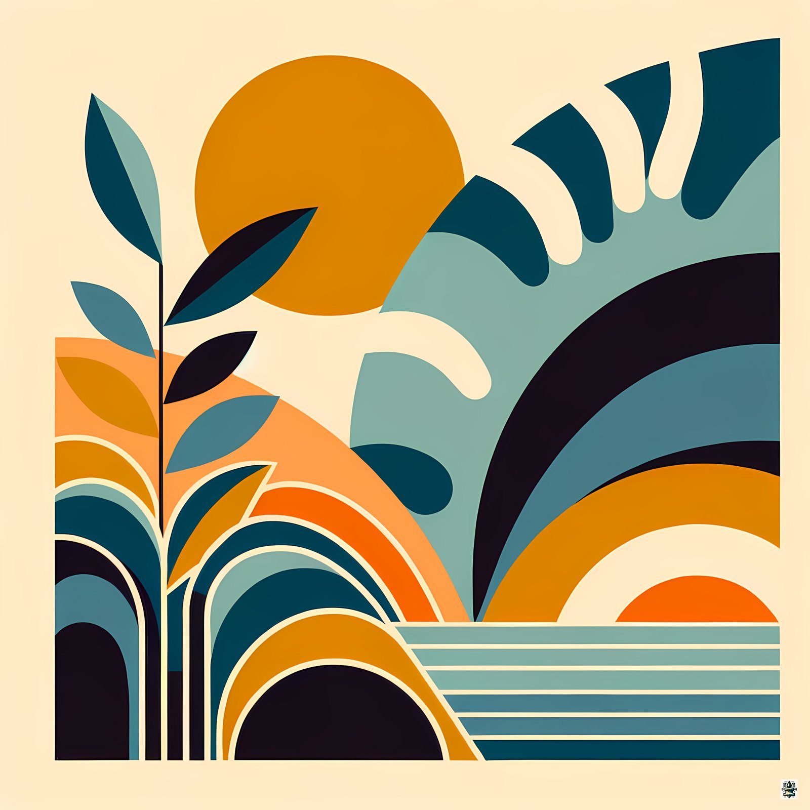 Abstract Botanical Sun Shapes