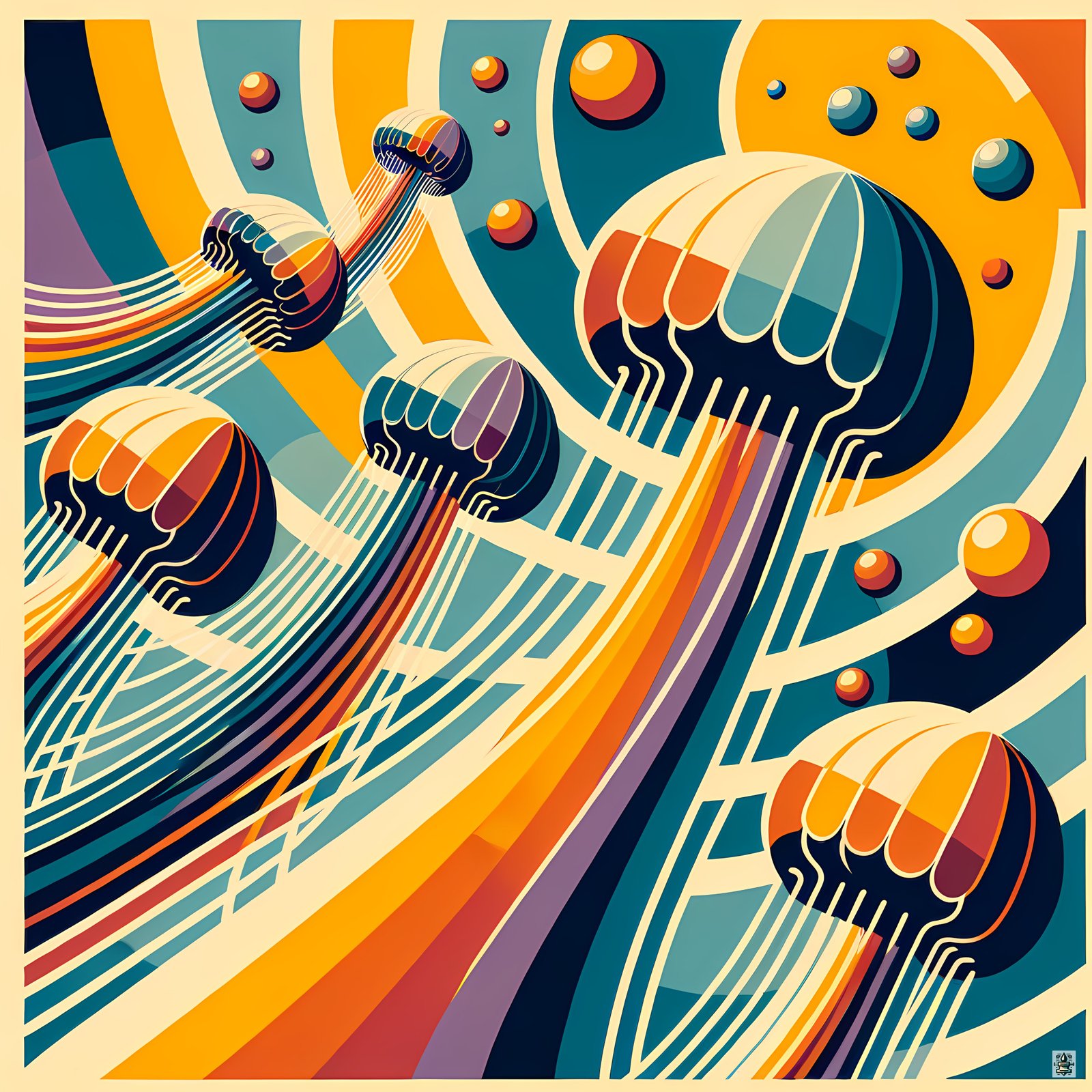 Retro Jellyfish Gradient Waves