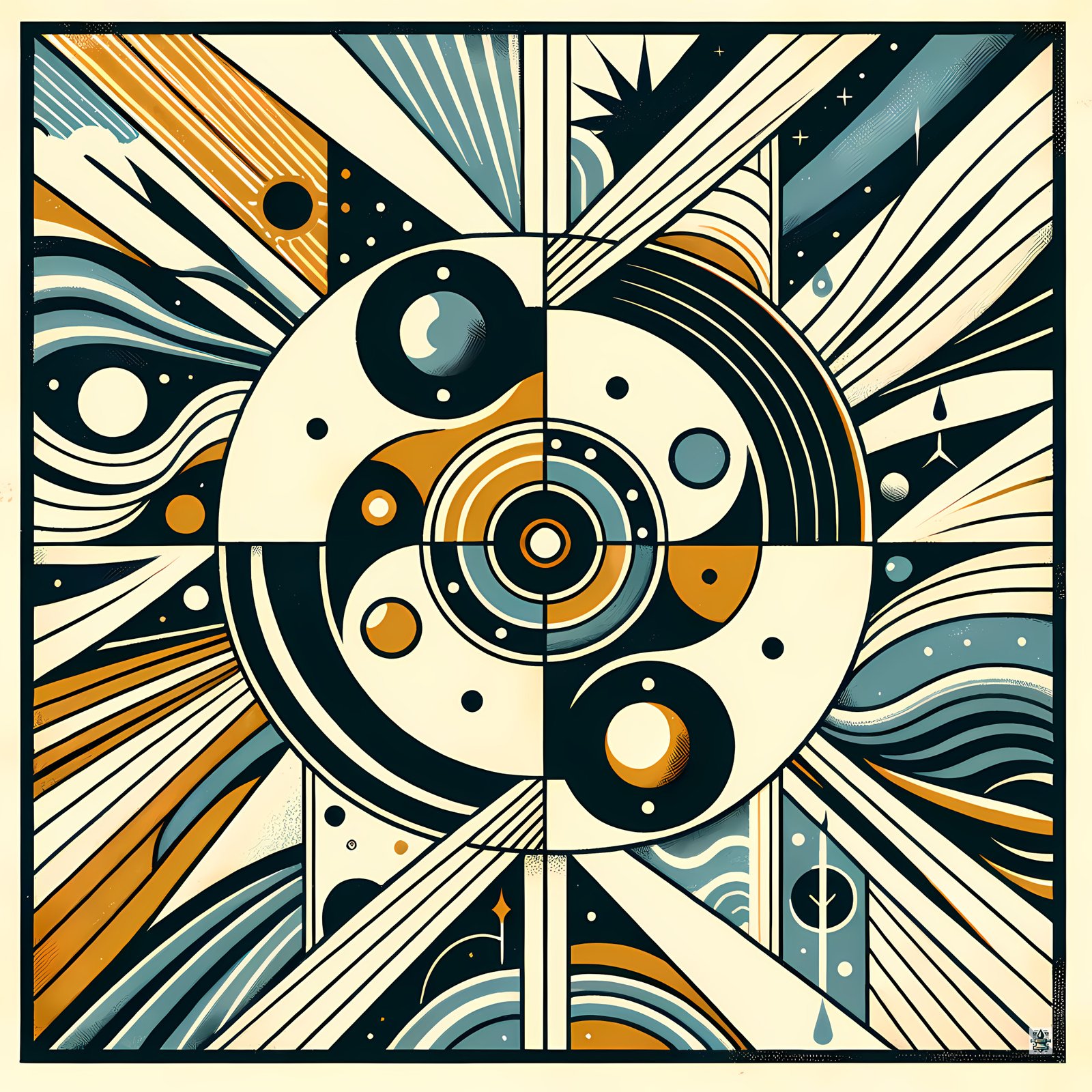 Retro Geometric Cosmic Abstract Art