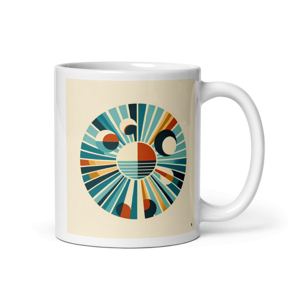 Retro Geometric Sunburst Circles in Teal and Orange