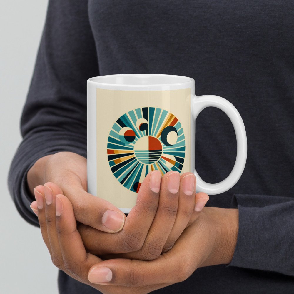 Retro Geometric Sunburst Circles in Teal and Orange