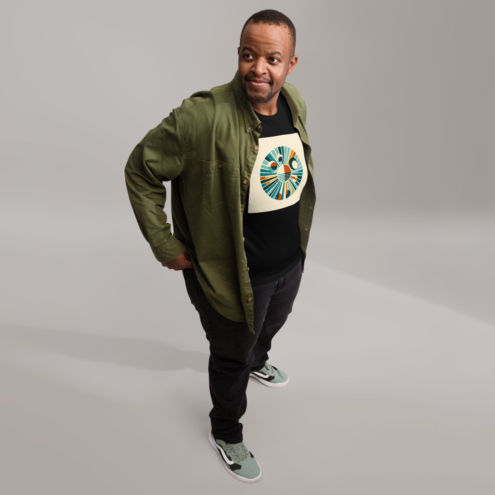 Retro Geometric Sunburst Circles in Teal and Orange