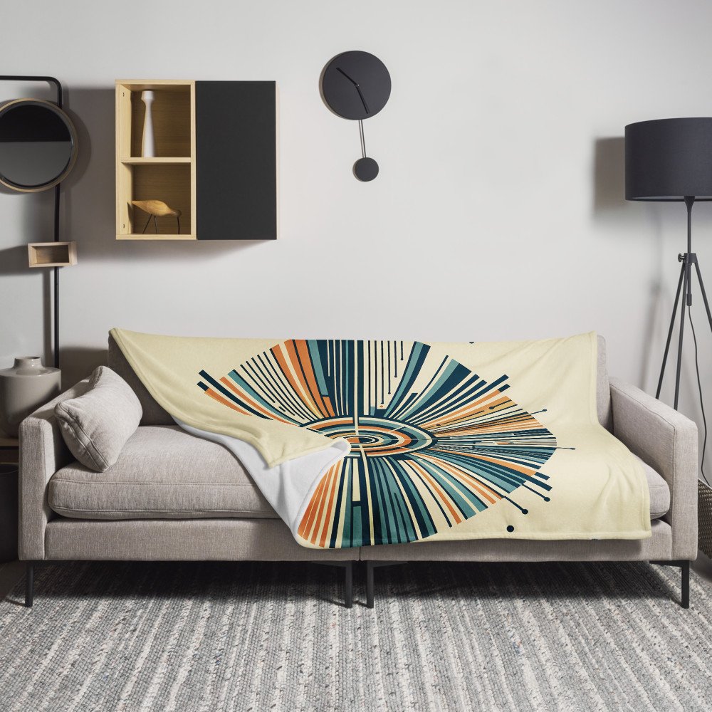 Retro Geometric Sunburst Circle in Teal and Orange