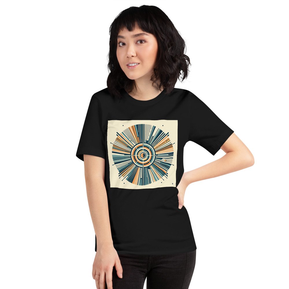 Retro Geometric Sunburst Circle in Teal and Orange