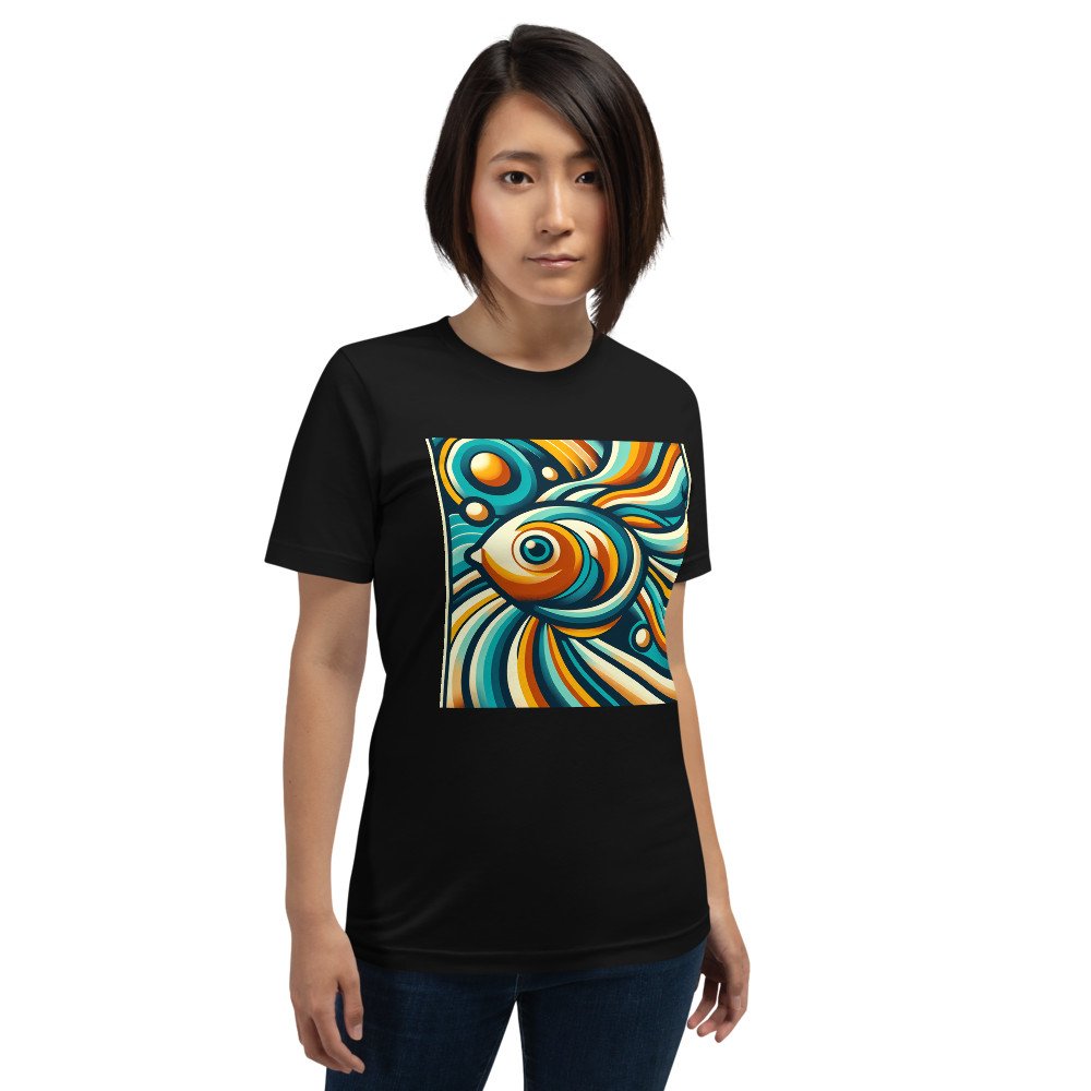 Retro Abstract Fish Swirl in Teal and Orange