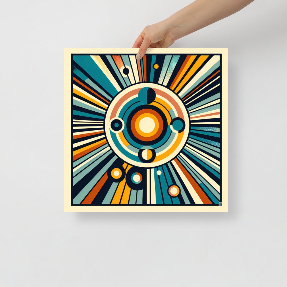Retro Geometric Circles with Radiant Lines