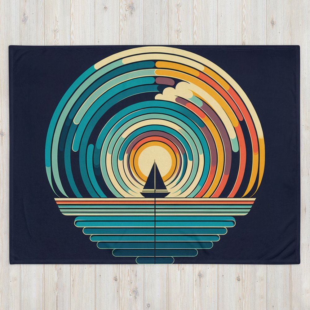 Retro Sailboat Sunset Circles