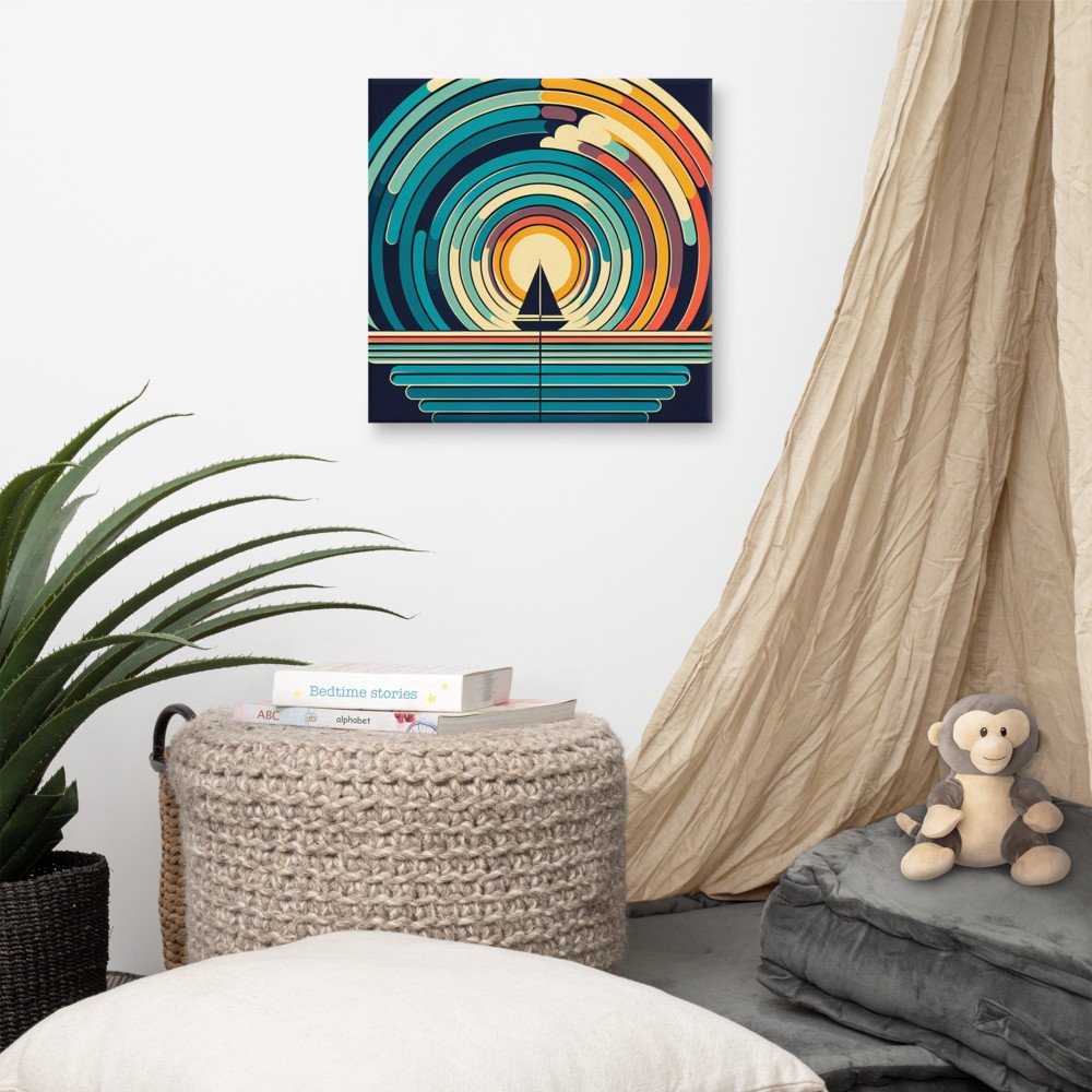 Retro Sailboat Sunset Circles