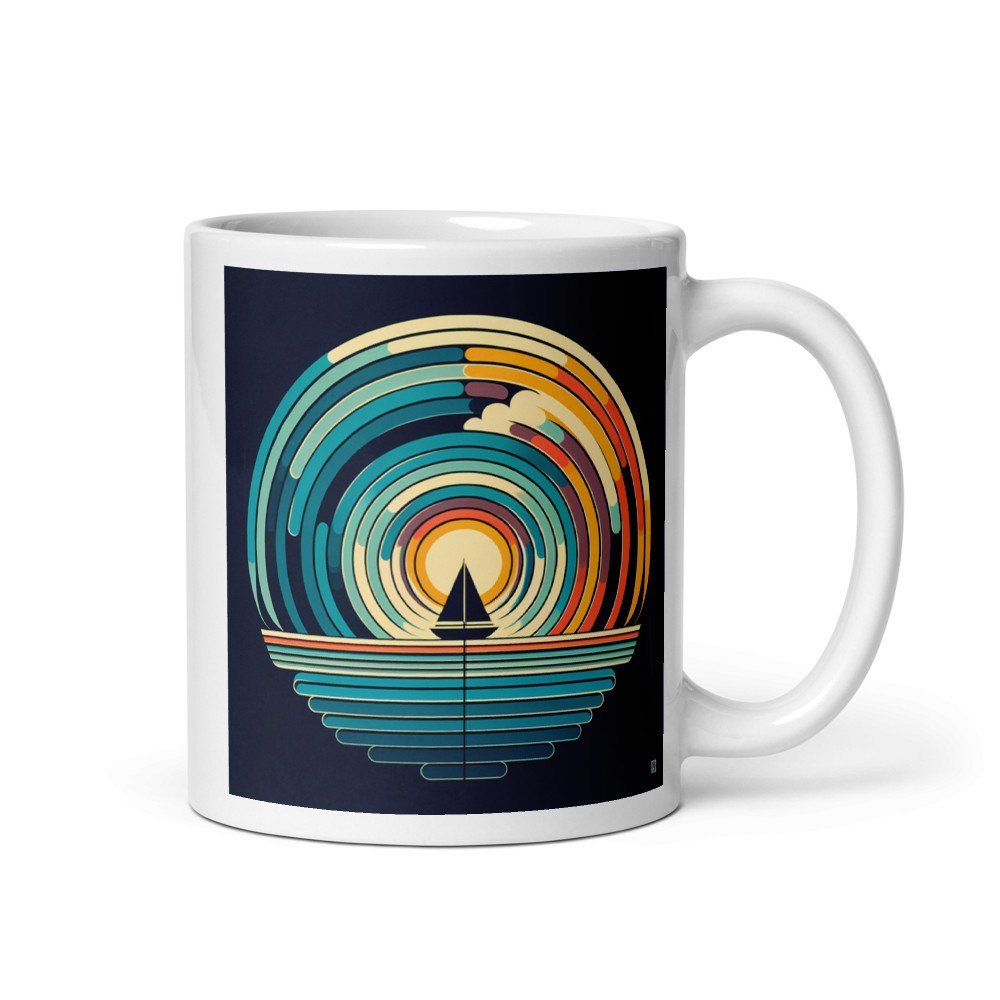Retro Sailboat Sunset Circles