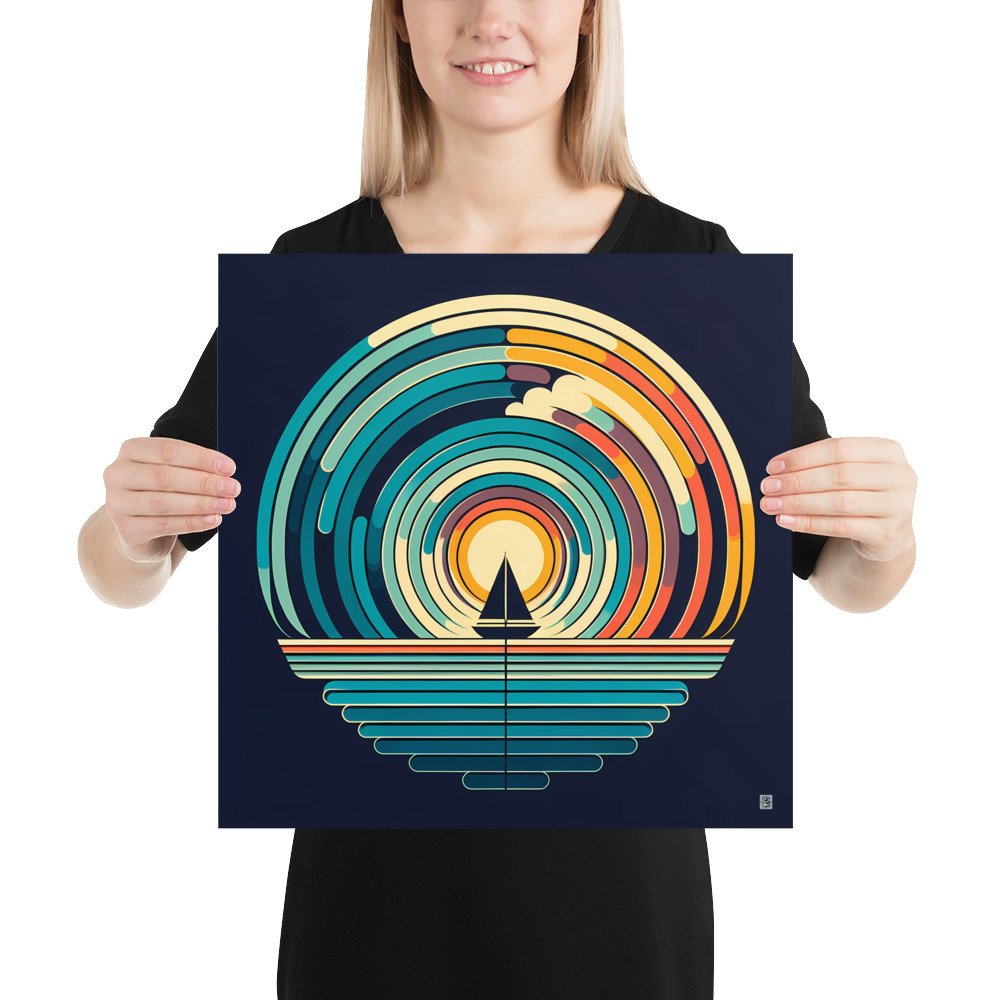 Retro Sailboat Sunset Circles