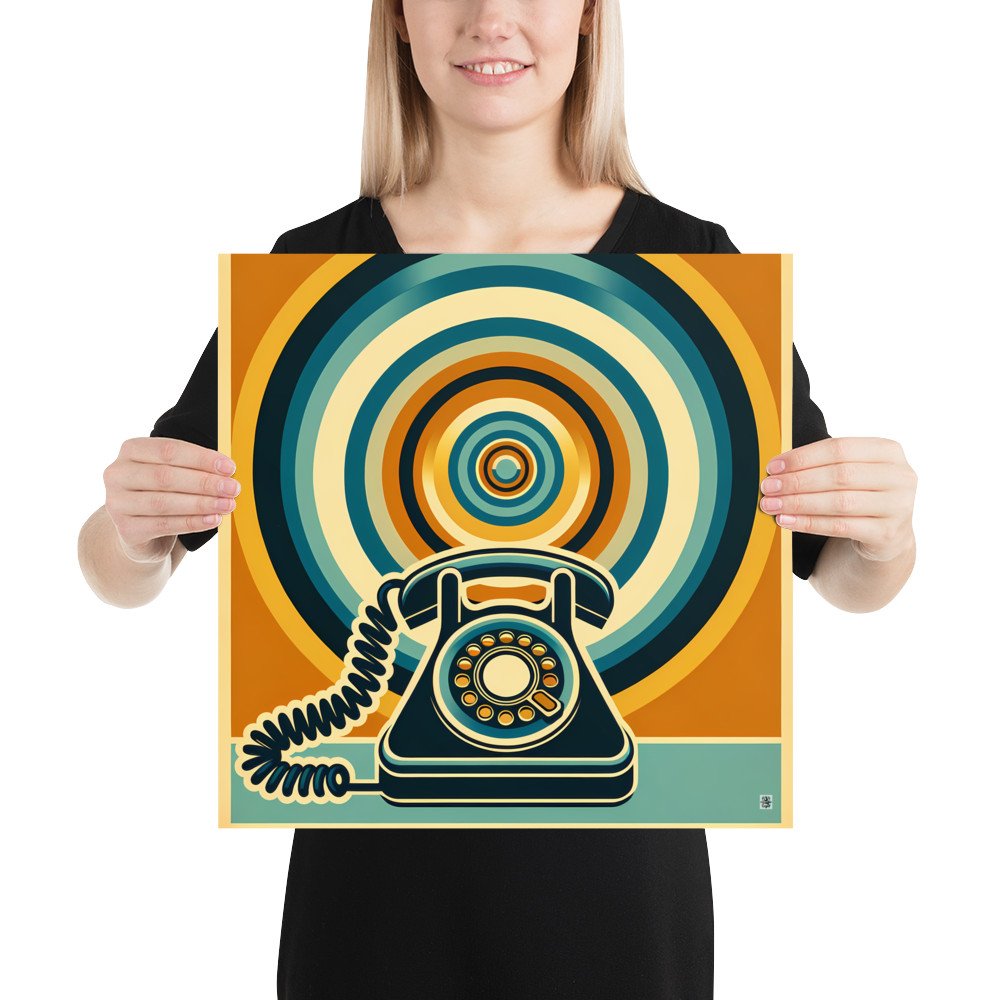 Retro Telephone with Vibrant Concentric Circles