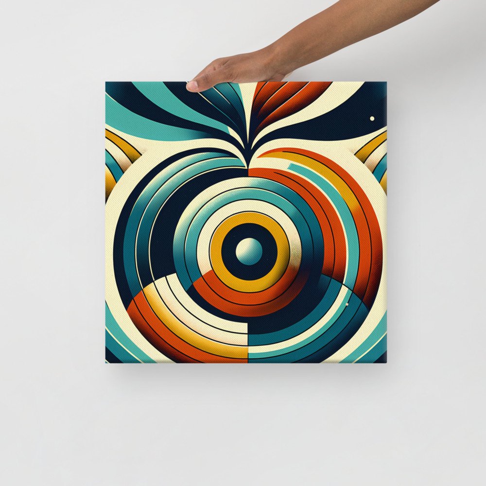 Retro Geometric Abstract in Teal and Orange