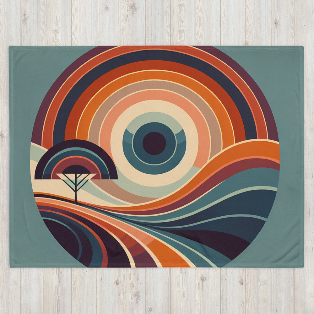 Retro Geometric Sunset Landscape