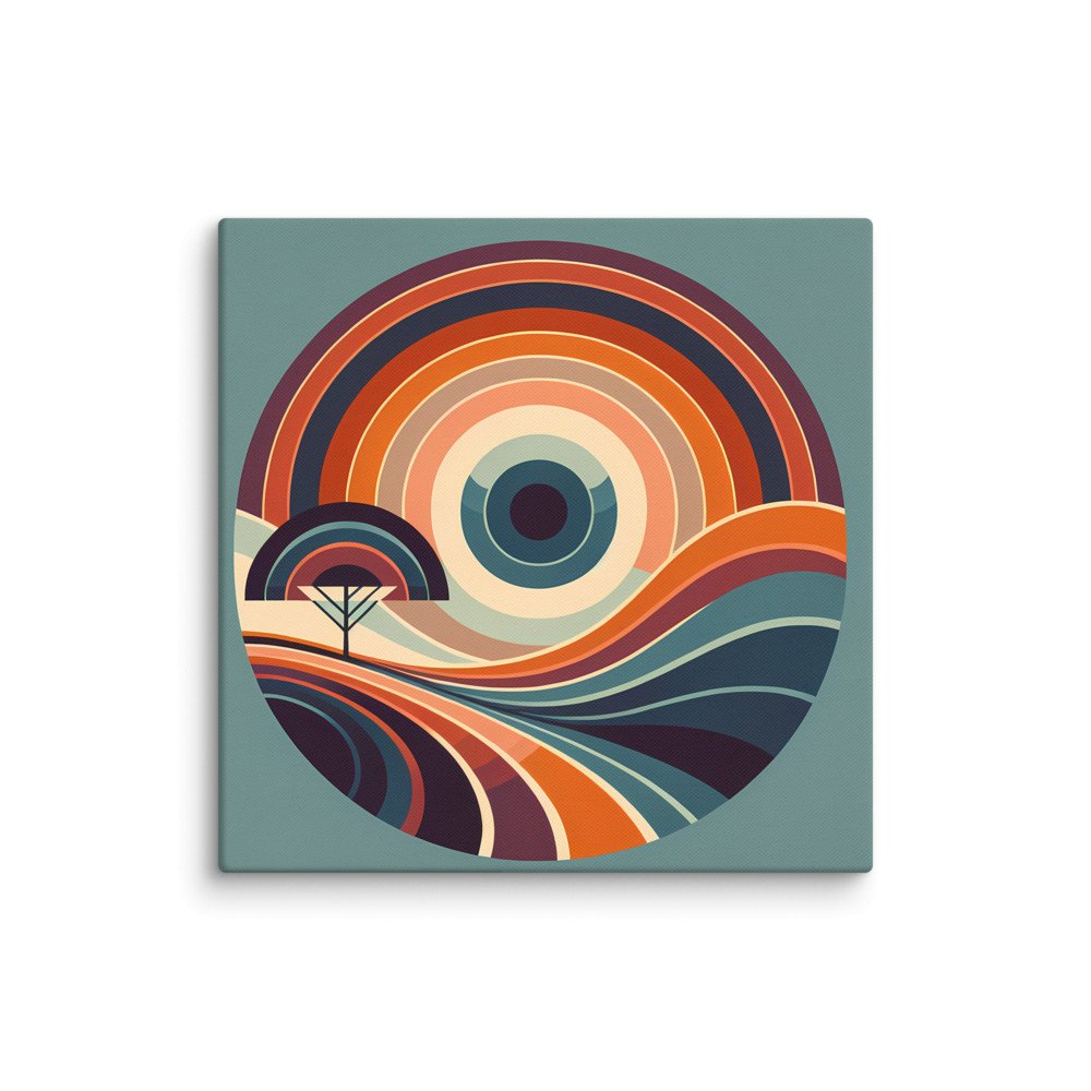 Retro Geometric Sunset Landscape