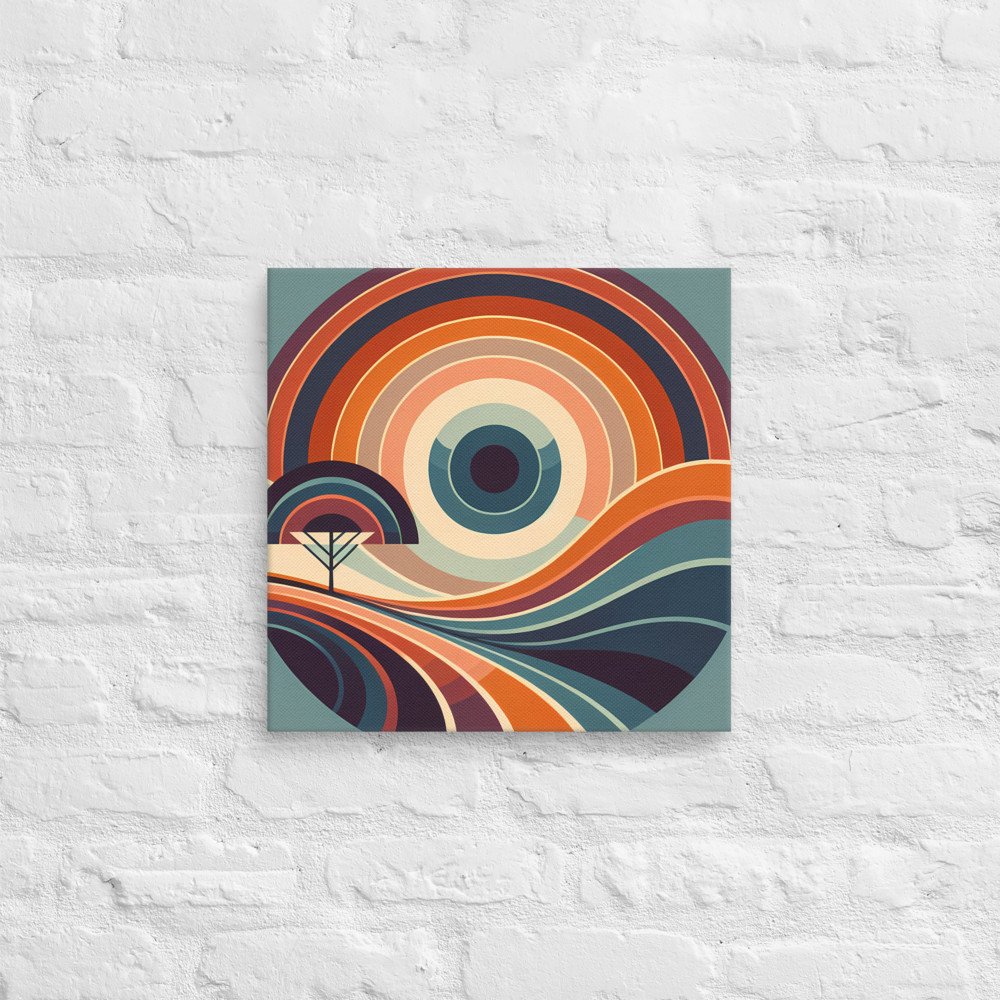 Retro Geometric Sunset Landscape