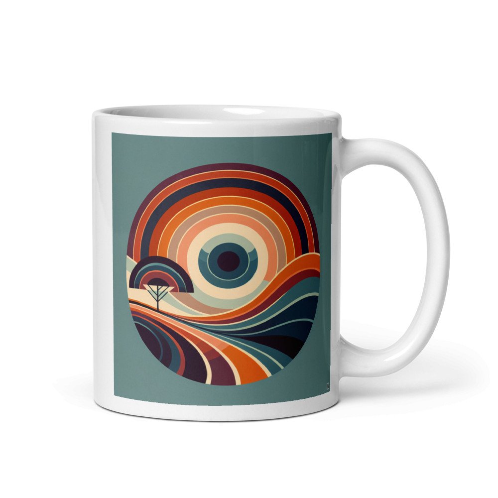 Retro Geometric Sunset Landscape