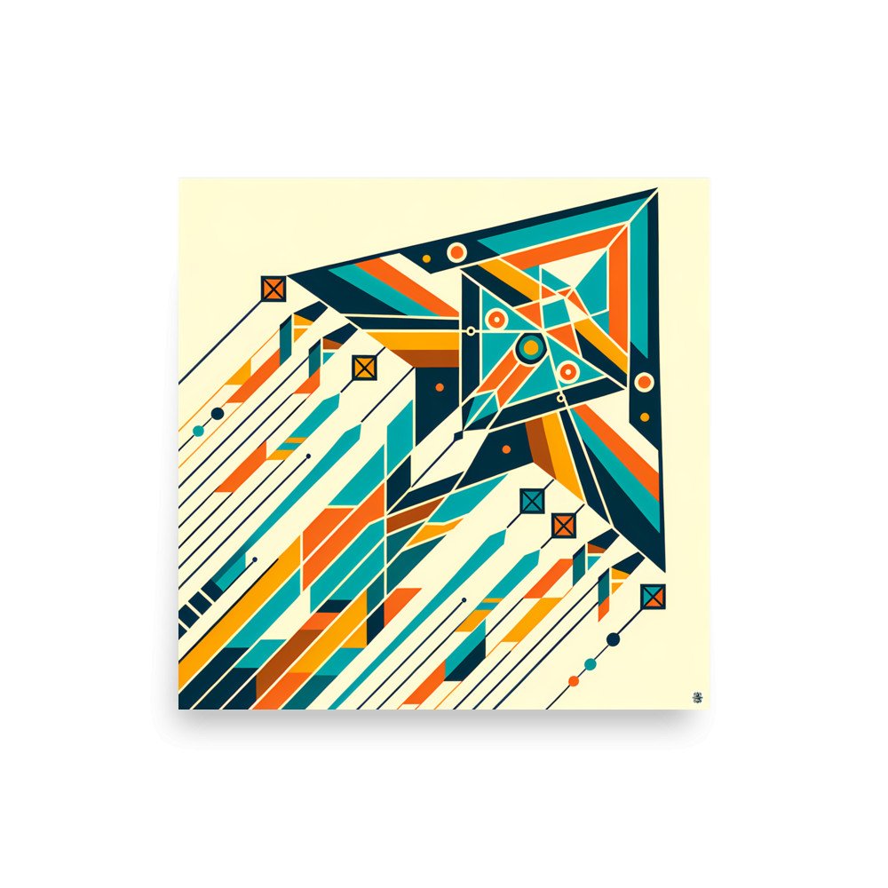 Geometric Arrow Burst in Teal and Orange