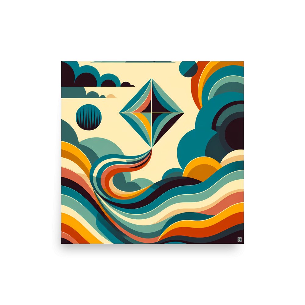 Geometric Kite Over Retro Waves