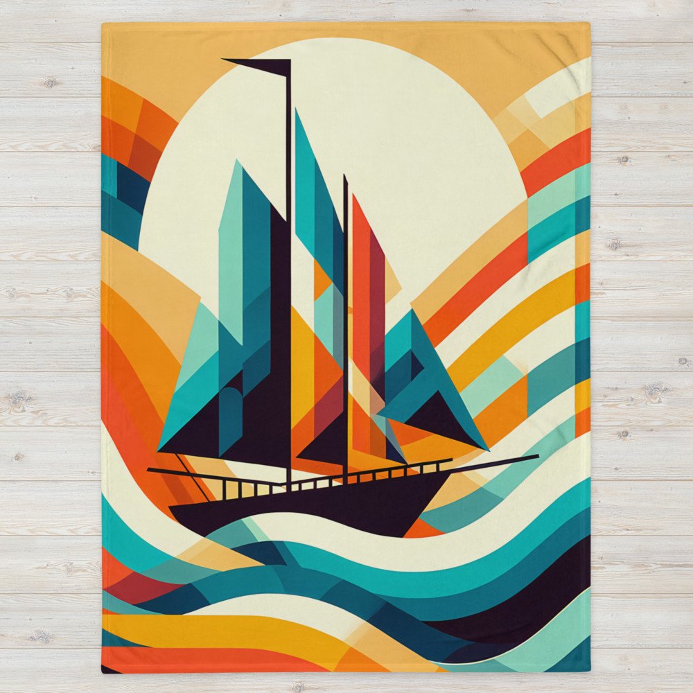 Geometric Sailboat on Colourful Waves