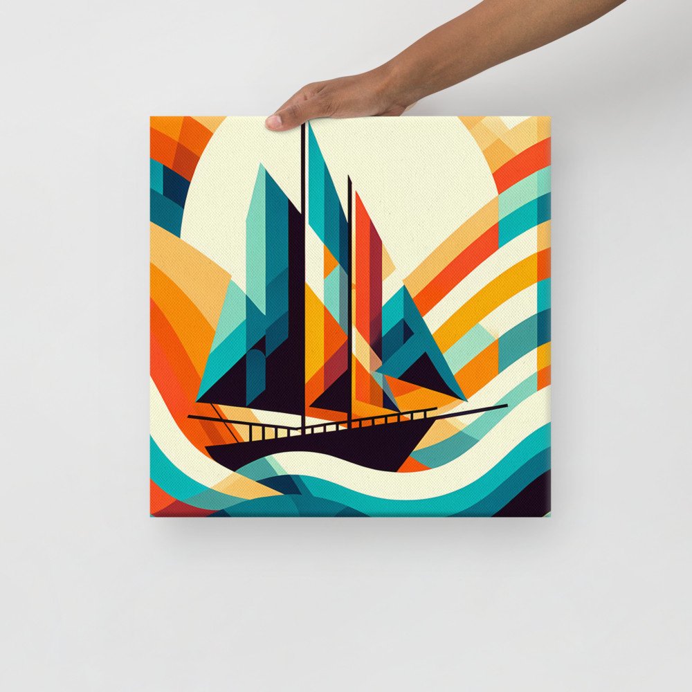 Geometric Sailboat on Colourful Waves