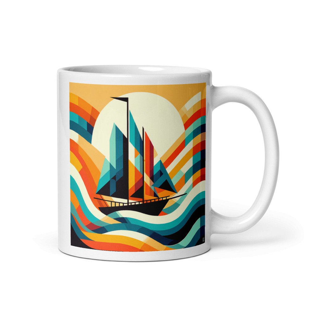 Geometric Sailboat on Colourful Waves