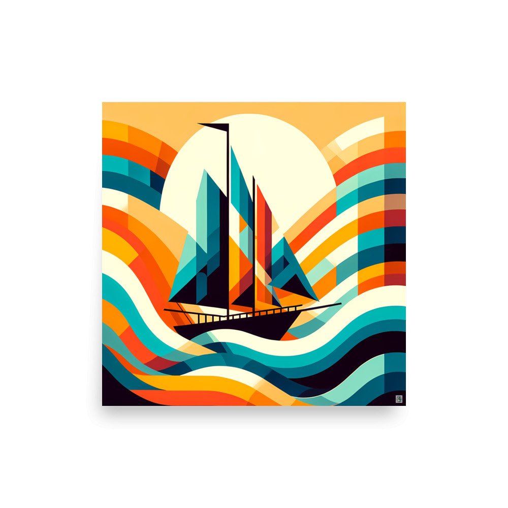 Geometric Sailboat on Colourful Waves