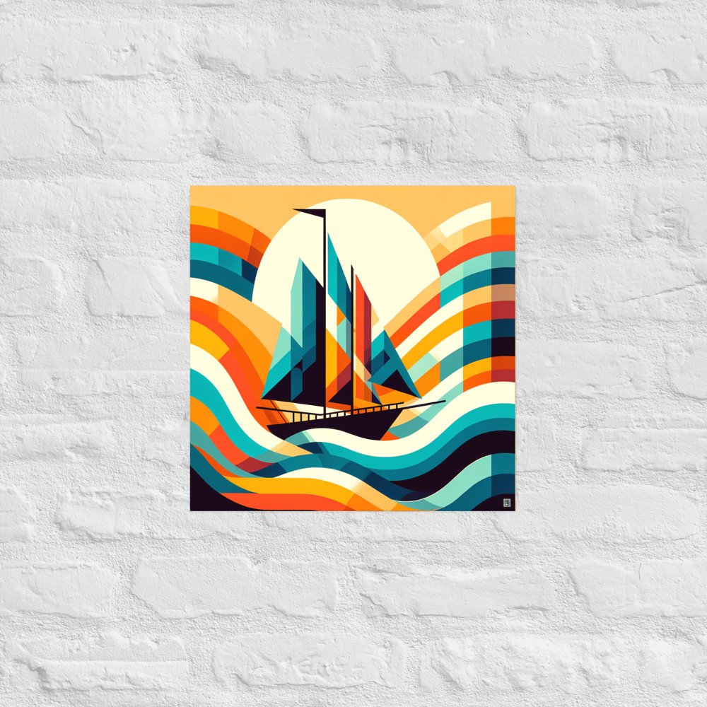Geometric Sailboat on Colourful Waves