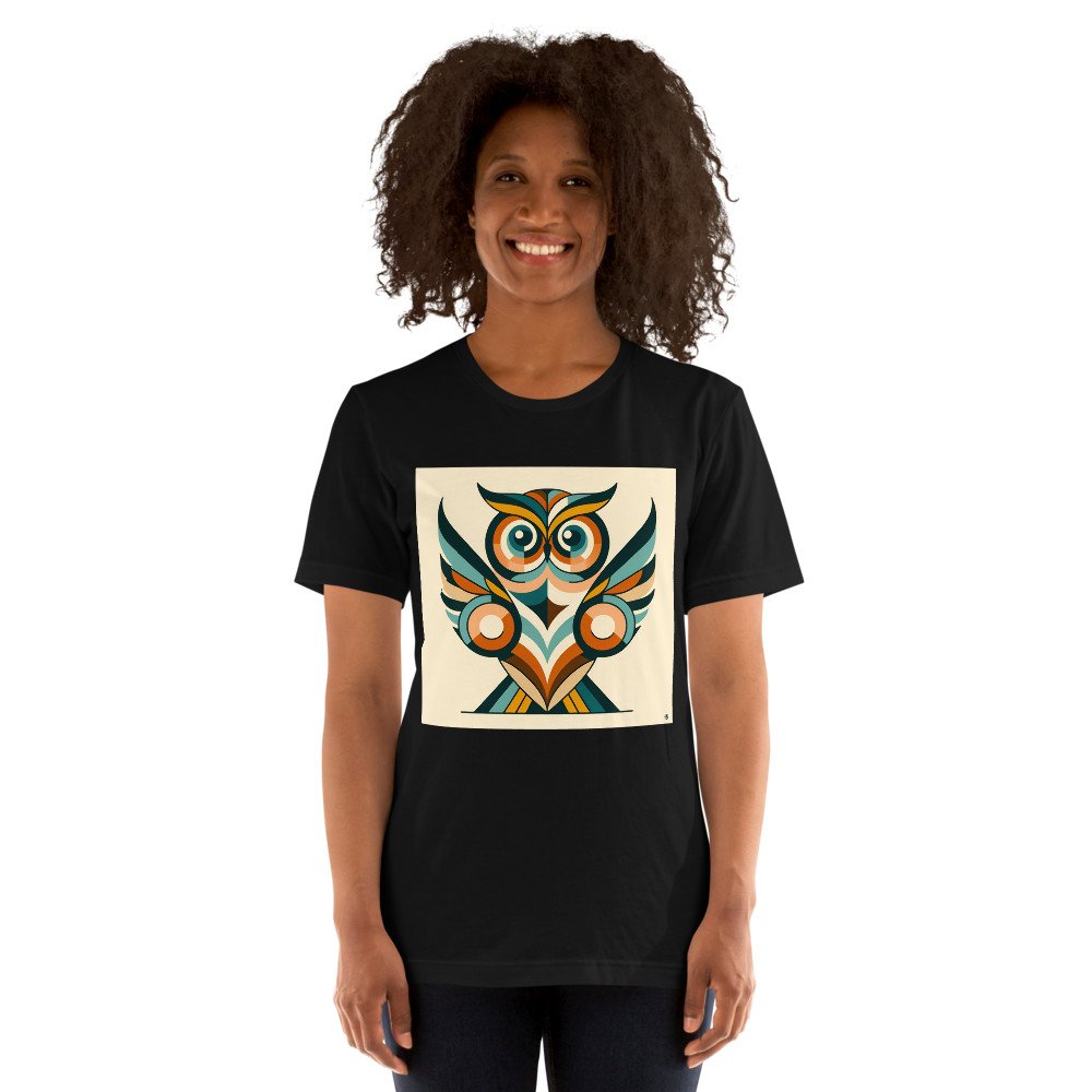 Retro Geometric Owl Illustration in Teal and Orange