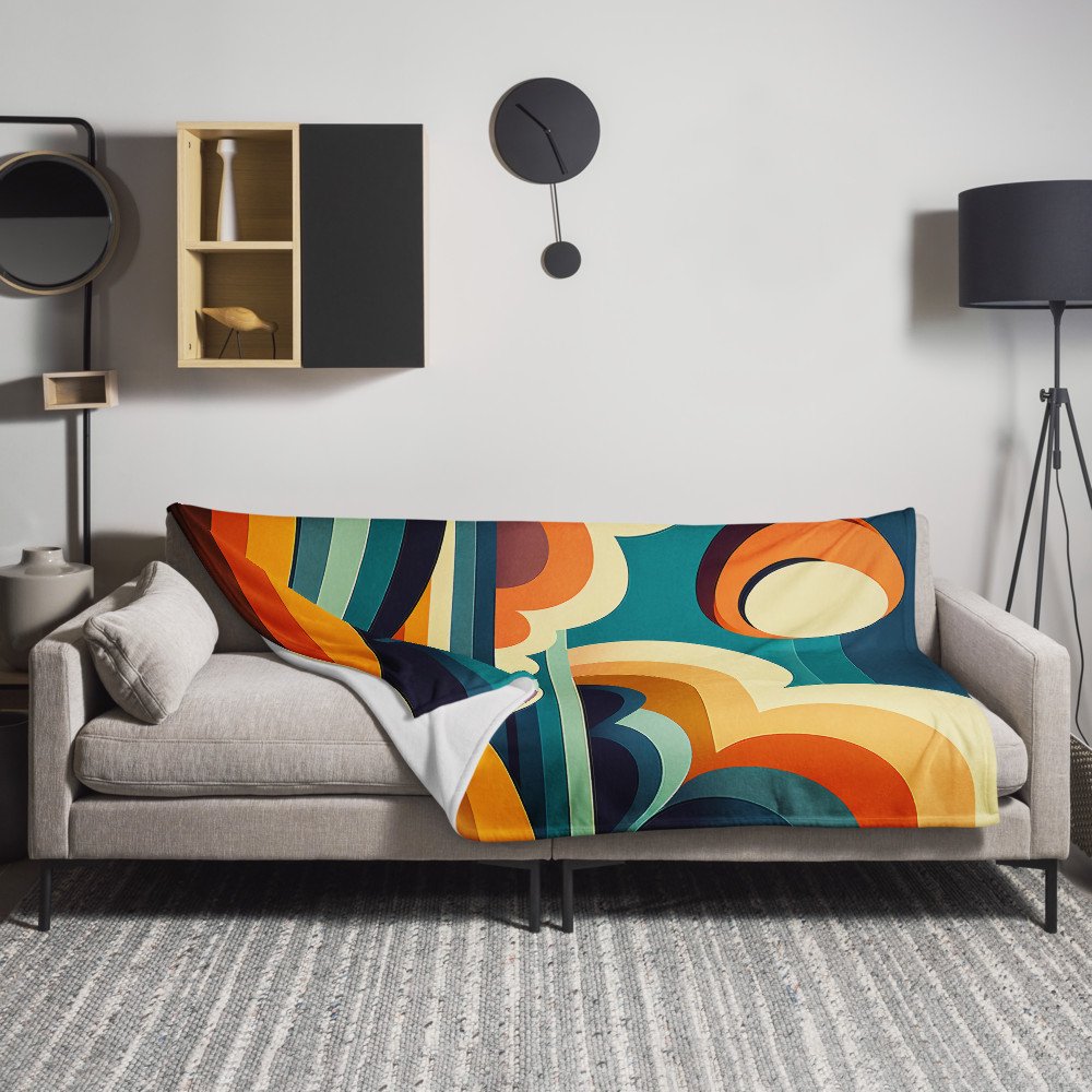 Geometric Sun Over Layered Hills Abstract Landscape