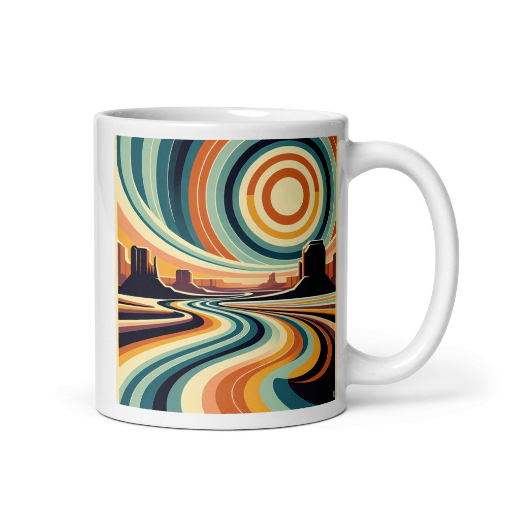 Abstract Desert River Under Concentric Sun