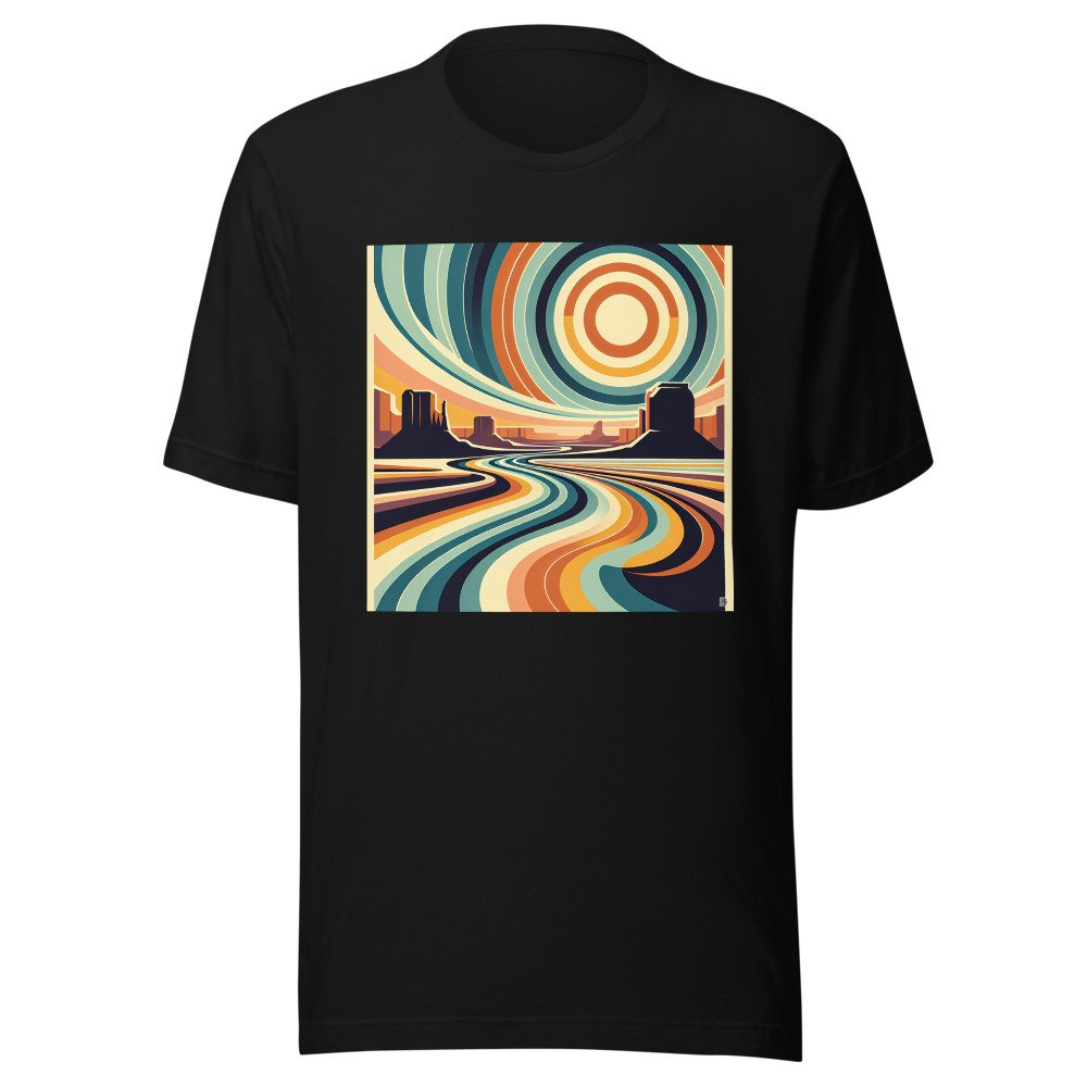 Abstract Desert River Under Concentric Sun