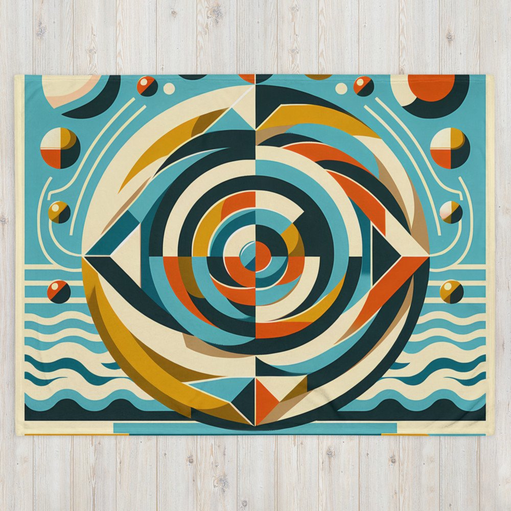 Geometric Spiral Eye in Teal and Ochre