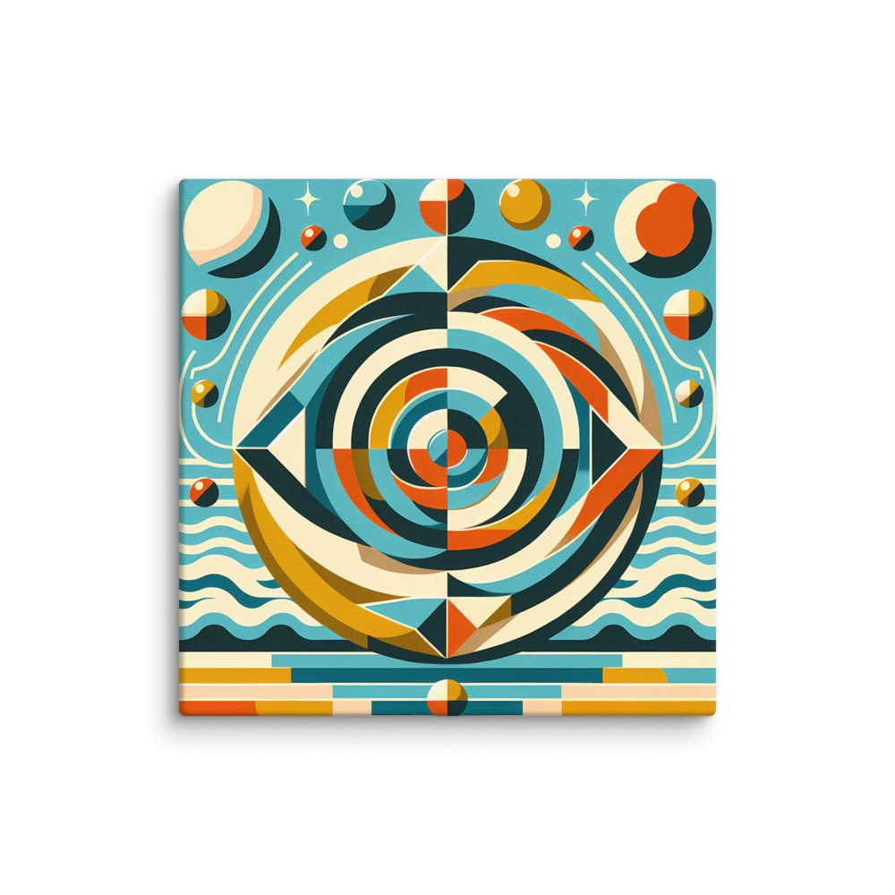 Geometric Spiral Eye in Teal and Ochre